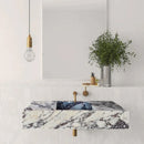 Calacatta Viola Marble Wall-mount Bathroom Vanity Sink Fluted Front (W)20" (L)56" (H)10" Calacatta Viola Marble Wall-mount Bathroom Vanity Sink Fluted Front (W)20" (L)56" (H)10"