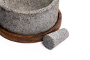 Volcanic Stone Molcajete "Chilmamolli" - 10-inch Volcanic Stone Bowl with Parota Wood Base, 50 Oz Capacity Volcanic Stone Molcajete "Chilmamolli" - 10-inch Volcanic Stone Bowl with Parota Wood Base, 50 Oz Capacity