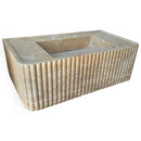 Walnut Travertine Rectangular Wall-mount Bathroom Sink Fluted (W)16" (L)32" (H)10" Walnut Travertine Rectangular Wall-mount Bathroom Sink Fluted (W)16" (L)32" (H)10"