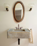 Walnut Travertine Rectangular Wall-mount Bathroom Sink Fluted (W)16" (L)32" (H)10" Walnut Travertine Rectangular Wall-mount Bathroom Sink Fluted (W)16" (L)32" (H)10"