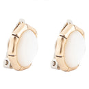 White Mother of Pearl Golden Bamboo Clip Earrings White Mother of Pearl Golden Bamboo Clip Earrings