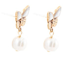 White Mother of Pearl Golden Butterflies Post Drop Earrings White Mother of Pearl Golden Butterflies Post Drop Earrings