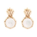 White Mother of Pearl Lotus Post Golden Drop Earrings White Mother of Pearl Lotus Post Golden Drop Earrings