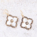 White Mother of Pearl Maltese Cross Golden Drop Earrings White Mother of Pearl Maltese Cross Golden Drop Earrings