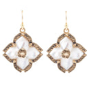 White Mother of Pearl Maltese Cross Golden Drop Earrings White Mother of Pearl Maltese Cross Golden Drop Earrings