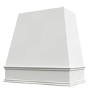 White Wood Range Hood With Tapered Front and Decorative Trim - 30", 36", 42", 48", 54" and 60" Widths Available White Wood Range Hood With Tapered Front and Decorative Trim - 30", 36", 42", 48", 54" and 60" Widths Available