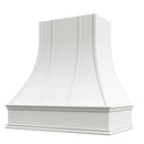 White Range Hood With Curved Strapped Front and Decorative Trim - 30", 36", 42", 48", 54" and 60" Widths Available White Range Hood With Curved Strapped Front and Decorative Trim - 30", 36", 42", 48", 54" and 60" Widths Available