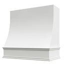 White Wood Range Hood With Sloped Front and Decorative Trim - 30", 36", 42", 48", 54" and 60" Widths Available White Wood Range Hood With Sloped Front and Decorative Trim - 30", 36", 42", 48", 54" and 60" Widths Available