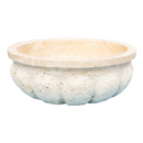 Natural Stone Honed Circular Light Travertine Vessel Sink SKU-20020022 side view Natural Stone Honed Circular Light Travertine Vessel Sink SKU-20020022 side view