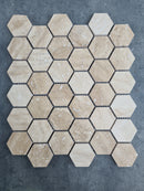 Patara Hexagon 12" x 12" Honed Travertine Mesh-Mounted Mosaic Tile Patara Hexagon 12" x 12" Honed Travertine Mesh-Mounted Mosaic Tile