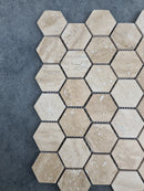 Patara Hexagon 12" x 12" Honed Travertine Mesh-Mounted Mosaic Tile Patara Hexagon 12" x 12" Honed Travertine Mesh-Mounted Mosaic Tile