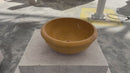 gobek natural golden sienna natural stone vessel sink honed and filled SKU KMRC166DI Size (D)16" (H)6" video  gobek natural golden sienna natural stone vessel sink honed and filled SKU KMRC166DI Size (D)16" (H)6" video