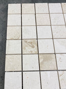 Shell Stone Limestone 2"x2" Honed on 12" x 12" Mesh Mosaic Tile Shell Stone Limestone 2"x2" Honed on 12" x 12" Mesh Mosaic Tile