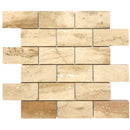 Patara 12" x 12" Honed Travertine Mesh-Mounted Mosaic Tile Product shot on white background SKU-HS2x4MOSHF Patara 12" x 12" Honed Travertine Mesh-Mounted Mosaic Tile Product shot on white background SKU-HS2x4MOSHF