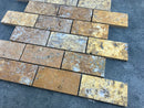 Scabos Travertine 2"x4" Brick Honed on 12" x 12" Mesh Mosaic Tile Scabos Travertine 2"x4" Brick Honed on 12" x 12" Mesh Mosaic Tile