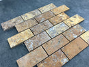 Scabos Travertine 2"x4" Brick Honed on 12" x 12" Mesh Mosaic Tile Scabos Travertine 2"x4" Brick Honed on 12" x 12" Mesh Mosaic Tile