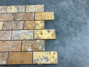 Scabos Travertine 2"x4" Brick Honed on 12" x 12" Mesh Mosaic Tile Scabos Travertine 2"x4" Brick Honed on 12" x 12" Mesh Mosaic Tile