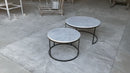 Carrara White Marble Nesting Coffee Table Round Set of 2 Carrara White Marble Nesting Coffee Table Round Set of 2
