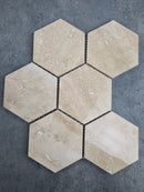Patara Hexagon 12" x 12" Honed Travertine Mesh-Mounted Mosaic Tile Patara Hexagon 12" x 12" Honed Travertine Mesh-Mounted Mosaic Tile
