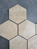 Patara Hexagon 12" x 12" Honed Travertine Mesh-Mounted Mosaic Tile Patara Hexagon 12" x 12" Honed Travertine Mesh-Mounted Mosaic Tile