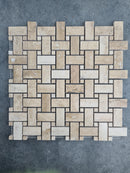 Patara Basketweave Pattern 12" x 12" Honed Travertine Mesh-Mounted Mosaic Tile Patara Basketweave Pattern 12" x 12" Honed Travertine Mesh-Mounted Mosaic Tile