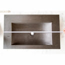 Black Andesite Natural Stone Rectangular Shape Vessel Sink Honed (W)16" (L)26" (H)5" SKU-DSAN01 product shot top view length measure Black Andesite Natural Stone Rectangular Shape Vessel Sink Honed (W)16" (L)26" (H)5" SKU-DSAN01 product shot top view length measure