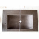 Black Andesite Natural Stone Rectangular Shape Vessel Sink Honed (W)16" (L)26" (H)5" SKU-DSAN01 product shot top view width measure Black Andesite Natural Stone Rectangular Shape Vessel Sink Honed (W)16" (L)26" (H)5" SKU-DSAN01 product shot top view width measure