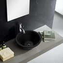 Black Andesite Natural Stone V Shape Tapered Sink Honed Matte (D)16" (H)6" SKU-NTRSTC11 installed on bathroom above counter Black Andesite Natural Stone V Shape Tapered Sink Honed Matte (D)16" (H)6" SKU-NTRSTC11 installed on bathroom above counter