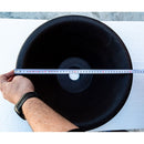Black andesite natural stone V-shape tapered vessel sink honed d16 h6 SKU NTRSTC11 diameter measure view Black andesite natural stone V-shape tapered vessel sink honed d16 h6 SKU NTRSTC11 diameter measure view
