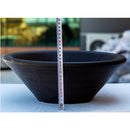 Black andesite natural stone V-shape tapered vessel sink honed d16 h6 SKU NTRSTC11 side measure view Black andesite natural stone V-shape tapered vessel sink honed d16 h6 SKU NTRSTC11 side measure view