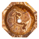 Brown Onyx Translucent Octagon Natural Stone Vessel Sink Polished D16 H5 SKU EGEBOXP165 top view Brown Onyx Translucent Octagon Natural Stone Vessel Sink Polished D16 H5 SKU EGEBOXP165 top view