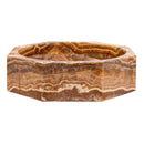 Brown Onyx Translucent Octagon Natural Stone Vessel Sink Polished D16 H5 SKU EGEBOXP165 side view Brown Onyx Translucent Octagon Natural Stone Vessel Sink Polished D16 H5 SKU EGEBOXP165 side view