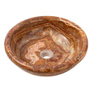 Brown onyx translucent natural stone drop-in vessel sink polished d16 h6 SKU EGEBOXP166 angle view Brown onyx translucent natural stone drop-in vessel sink polished d16 h6 SKU EGEBOXP166 angle view