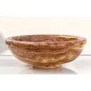 Brown onyx translucent natural stone drop-in vessel sink polished d16 h6 SKU EGEBOXP166 side view Brown onyx translucent natural stone drop-in vessel sink polished d16 h6 SKU EGEBOXP166 side view