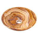 Brown onyx translucent natural stone vessel sink polished d16 h4 SKU EGEBOXPF164 angle view Brown onyx translucent natural stone vessel sink polished d16 h4 SKU EGEBOXPF164 angle view