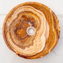 Brown onyx translucent natural stone vessel sink polished d16 h4 SKU EGEBOXPF164 top view Brown onyx translucent natural stone vessel sink polished d16 h4 SKU EGEBOXPF164 top view
