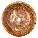 Brown onyx translucent natural stone vessel sink polished d16 h5 SKU EGEBOXPF165 top view Brown onyx translucent natural stone vessel sink polished d16 h5 SKU EGEBOXPF165 top view