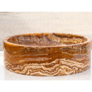 Brown onyx translucent natural stone vessel sink polished d16 h5 SKU EGEBOXPF165 side view Brown onyx translucent natural stone vessel sink polished d16 h5 SKU EGEBOXPF165 side view