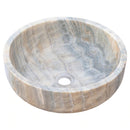 Natural Stone Bubble Gray Translucent Onyx Vessel Sink Polished (D)16" (H)6 Natural Stone Bubble Gray Translucent Onyx Vessel Sink Polished (D)16" (H)6
