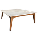 Burdur Beige marble coffee table W40-L40-H14 rectangular wood SKU-MSBB40WL on white background Burdur Beige marble coffee table W40-L40-H14 rectangular wood SKU-MSBB40WL on white background