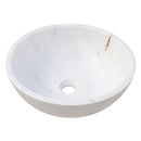 Calacatta white marble vessel sink polished and rough d16 h5 SKU EGECVP165 angle view Calacatta white marble vessel sink polished and rough d16 h5 SKU EGECVP165 angle view