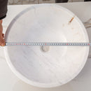 Calacatta white marble vessel sink polished and rough d16 h5 SKU EGECVP165 top diameter view Calacatta white marble vessel sink polished and rough d16 h5 SKU EGECVP165 top diameter view