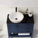 Calacatta white marble vessel sink polished and rough d16 h5 SKU EGECVP165 installed on bathroom above counter Calacatta white marble vessel sink polished and rough d16 h5 SKU EGECVP165 installed on bathroom above counter