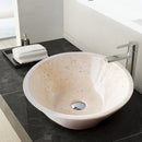 Cappuccino beige natural stone marble V-shape tapered vessel sink polished d16 h6 SKU CBMVTS15 bathroom view Cappuccino beige natural stone marble V-shape tapered vessel sink polished d16 h6 SKU CBMVTS15 bathroom view