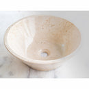 Cappuccino beige natural stone marble V-shape tapered vessel sink polished d16 h6 SKU CBMVTS15 angle view Cappuccino beige natural stone marble V-shape tapered vessel sink polished d16 h6 SKU CBMVTS15 angle view