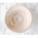 Cappuccino beige natural stone marble V-shape tapered vessel sink polished d16 h6 SKU CBMVTS15 top view Cappuccino beige natural stone marble V-shape tapered vessel sink polished d16 h6 SKU CBMVTS15 top view