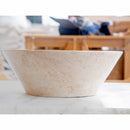 Cappuccino beige natural stone marble V-shape tapered vessel sink polished d16 h6 SKU CBMVTS15 side view Cappuccino beige natural stone marble V-shape tapered vessel sink polished d16 h6 SKU CBMVTS15 side view