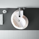 Carrara Marble Helix Shape Sink NTRVS06 Size (W)20" (L)23" (H)4"bathroom view product shot Carrara Marble Helix Shape Sink NTRVS06 Size (W)20" (L)23" (H)4"bathroom view product shot