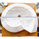 Carrara Marble Helix Shape Sink NTRVS06 Size (W)20" (L)23" (H)4" width measure view Carrara Marble Helix Shape Sink NTRVS06 Size (W)20" (L)23" (H)4" width measure view