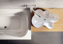 Carrara White flower shape sink size (W)24.5" (L)18" (H)6" SKU-NTRVS03 product shot top view installed on bathroom above-counter Carrara White flower shape sink size (W)24.5" (L)18" (H)6" SKU-NTRVS03 product shot top view installed on bathroom above-counter